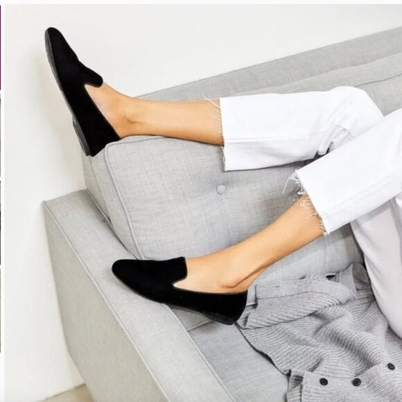 Birdies Starling Loafers Slip On Flat Shoes Velvet Shearling Lined Black 7.5 - Picture 1 of 9